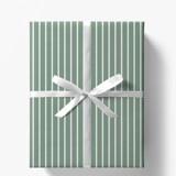 Sage Green French Stripe Gift Wrap, Set of 5 Sheets Holiday Gift Wrap