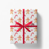 Gingerbread Candy Cane Christmas Gift Wrap, Set of 5 Sheets Holiday Gift Wrap