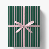 Hunter Green and Blush French Stripe Gift Wrap, Set of 5 Sheets Holiday Gift Wrap