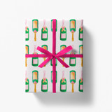 Champagne Bottle Gift Wrap (Set of 5 Sheets) Holiday Gift Wrap