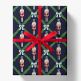 Nutcracker Trellis Christmas Holiday Gift Wrap [Roll of 5 Sheets] Holiday Gift Wrap