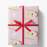 Vintage Santa Mug Christmas Gift Wrap, Set of 5 Sheets Holiday Gift Wrap