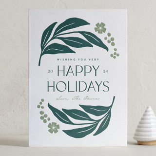 berries and leaves Letterpress Holiday Photo Cards