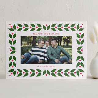 Folk Leaves and Berries Letterpress Holiday Photo Cards