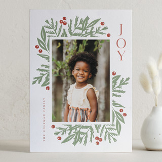 Joyful Greens Letterpress Holiday Photo Cards