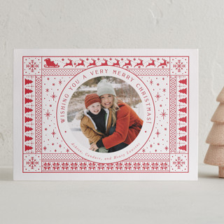 Santa's Sleigh Letterpress Holiday Photo Cards