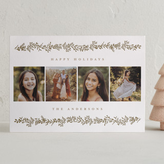 Festive Border Letterpress Holiday Photo Cards