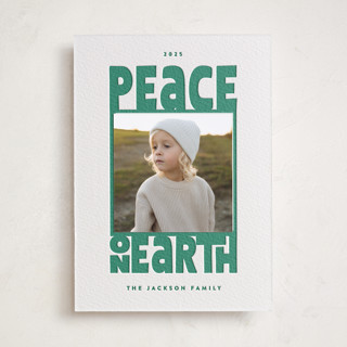 Peace On Earth Letterpress Holiday Photo Mount Cards