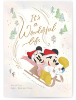 Disney's Mickey and Minnie Sledding Fun Holiday Cards