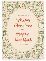 doodled icons Holiday Cards