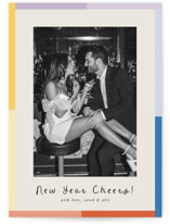 Rainbow Stripe New Year Photo Cards