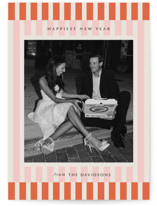 Modern double stripe frame New Year Photo Cards