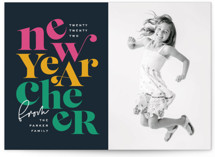 Bold Cheer New Year Photo Cards