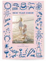 New Year Cheer Doodles New Year Photo Cards