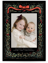 Festive Ribbon & Fir Foil-Pressed Holiday Photo Mount Cards