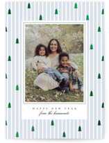 Stripe Trees Foil-Pressed Holiday Photo Mount Cards