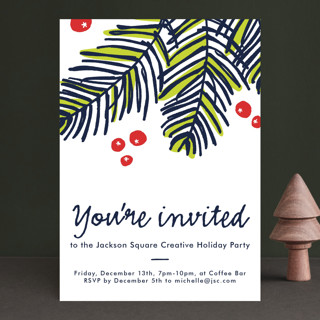 Modern Pine Holiday Party Invitations
