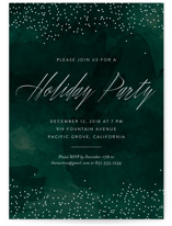Glitter on Emerald Holiday Party Invitations