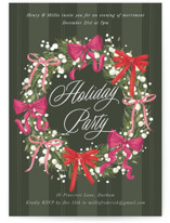 Bow Wreath Holiday Party Invitations