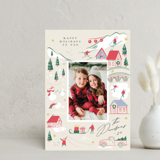 happy wintry village Holiday Postcards