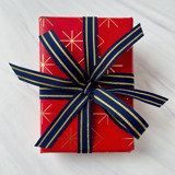 Navy and Gold Stripe Holiday Ribbon 5/8" x 15 feet Holiday Ribbons and Bows