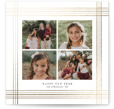 Plaid Frame Foil-Pressed Square Holiday Cards