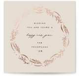 Wrapped Wreath Foil-Pressed Square Holiday Cards