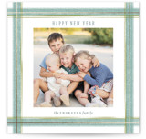 Brushed Plaid Foil-Pressed Square Holiday Cards