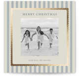 Coastal Stripe Foil-Pressed Square Holiday Cards