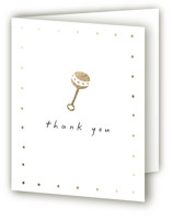 Gold Rattle Foil-Pressed Baby Shower Thank You Cards