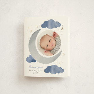 Moon and Back Cloudy Sky Foil-Pressed Baby Shower Thank You Cards
