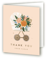 Floral Pram Foil-Pressed Baby Shower Thank You Cards