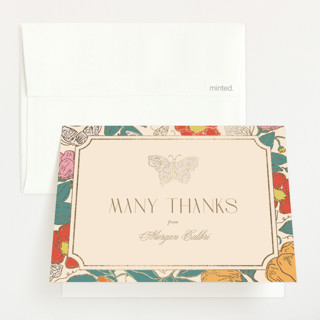 Gilded Butterfly Garden Foil-Pressed Baby Shower Thank You Cards