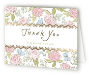 Floral & Lace Baby Shower Foil-Pressed Baby Shower Thank You Cards
