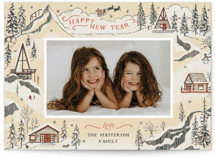 Snow and Ivory Winter Scene Holiday Photo Cards