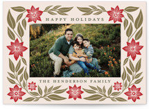 Deco Poinsettia Holiday Photo Cards