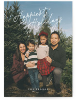 Happy curly Script Holiday Photo Cards