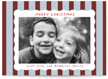 Scalloped Holiday Stripes Holiday Photo Cards