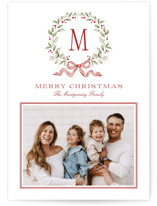 Holly Berry Monogram Holiday Photo Cards