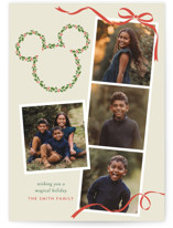 Disney's Mickey Ribbon Holly Holiday Photo Cards