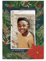 Poinsettia and Pen Holiday Photo Cards
