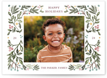 Botanical Frame Holiday Photo Cards