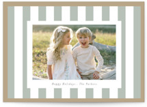 Linen Stripes Holiday Photo Cards