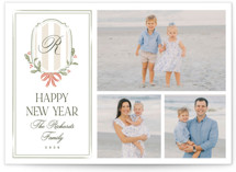 Striped Crest Holiday Photo Cards