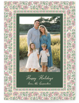 Floral block print Holiday Photo Cards