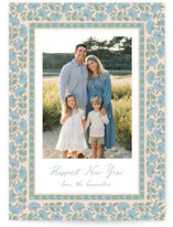 Floral block print Holiday Photo Cards