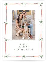 Preppy Bow Border Holiday Photo Cards