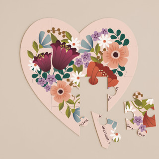 Floral Heart 12-Piece Custom Heart Puzzle