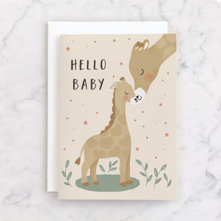 mom and baby giraffe Individual New Baby Greeting Cards