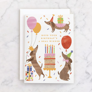 Wiener Party Dogs Individual Birthday Greeting Cards